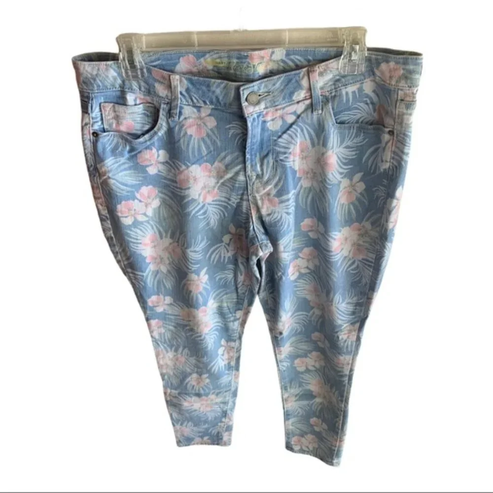 Old Navy Rockstar Jeans Sz 14 Hibiscus print - Picture 3 of 8